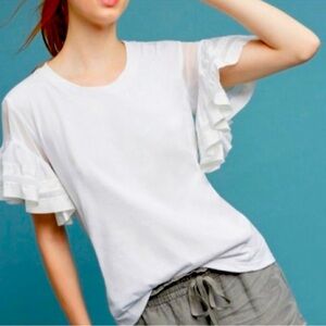 📣 SOLD 📣 Anthropology Vanessa Virginia | White Ruffled Sorento Shirt
